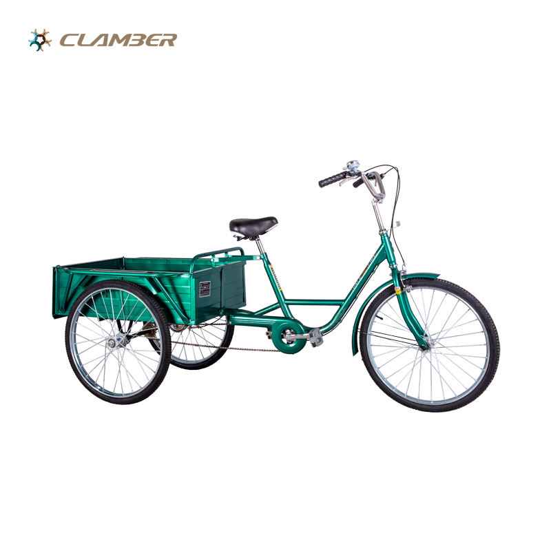 QG26-3S 24 Inch Adult Steel Frame 3 Wheel Trike Cargo Rickshaw Pedal Bike Tricycle