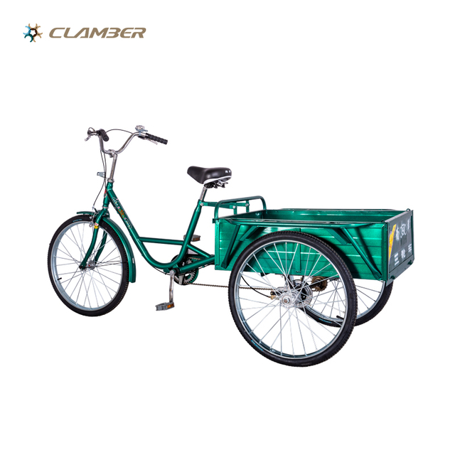 QG26-3S 24 Inch Adult Steel Frame 3 Wheel Trike Cargo Rickshaw Pedal Bike Tricycle
